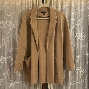 J. Crew knit blazer, cardigan with collar and pockets, camel brown, XL
